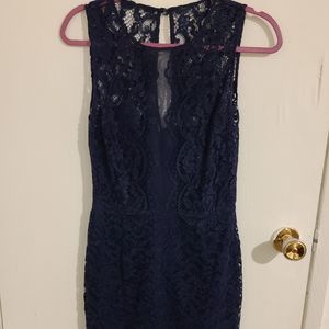 Navy blue, zip up medium length dress